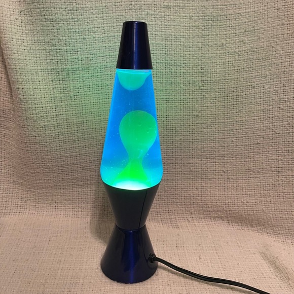Y2K Blue Liquid yellow Wax dark blue‎ Base Motion & Glitter Lava Lamp Model 2053 - Picture 1 of 6
